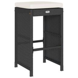 Berkfield Home Garden Bar Stools with Cushions 2 pcs Black Poly Rattan - thumbnail 6