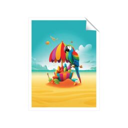 "Warren Reed - Designer Parrot On A Beach Holiday Unframed Art Print - Size: W20"" x H30""" - thumbnail 2