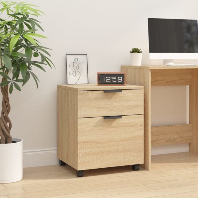 Berkfield Home Mobile File Cabinet with Wheels Sonoma Oak 45x38x54 cm Engineered Wood in Brown - Size: 45 x 38 x 54 cm - image 1