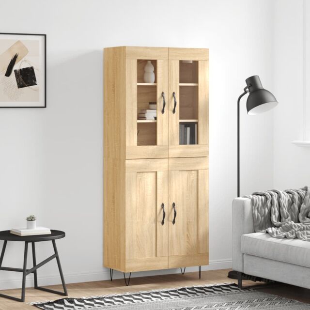 Berkfield Home Highboard Sonoma Oak 69.5x34x180 cm Engineered Wood in Brown - image 1