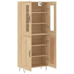 Berkfield Home Highboard Sonoma Oak 69.5x34x180 cm Engineered Wood in Brown - thumbnail 4