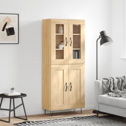 Berkfield Home Highboard Sonoma Oak 69.5x34x180 cm Engineered Wood in Brown - thumbnail 1