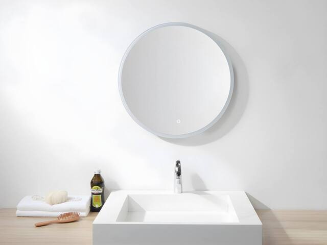 Vente-unique Round Illuminated Anti-Mist Bathroom Mirror With Leds - D80 Cm in Clear - image 1