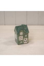 KDMD Green Ceramic LED House with Double Snowflake Detail. 6 Hour Timer - thumbnail 2