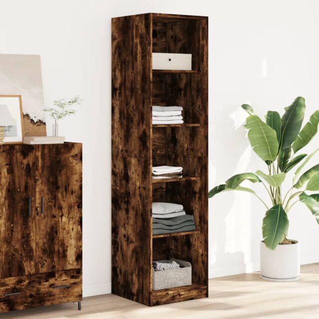 Berkfield Home Wardrobe Smoked Oak 50x50x200 cm Engineered Wood in Brown - Size: 50 x 50 x 200 cm - image 1