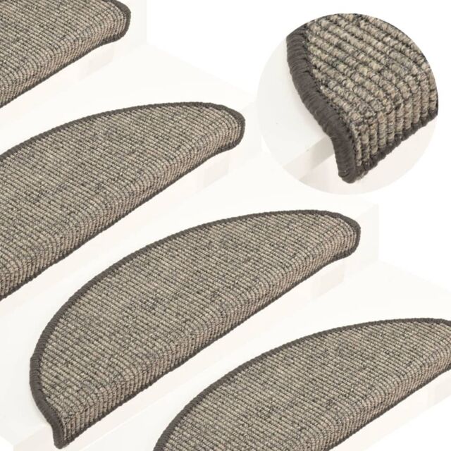 Berkfield Home Stair Mats Self-adhesive 15 pcs 56x17x3 cm Beige & Grey - Size: Medium - image 1