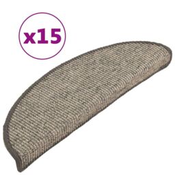 Berkfield Home Stair Mats Self-adhesive 15 pcs 56x17x3 cm Beige & Grey - Size: Medium - thumbnail 2