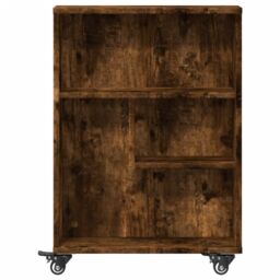 Berkfield Home Narrow Storage Trolley Smoked Oak 48x13x68 cm Engineered Wood in Brown - Size: 48 x 13 x 68 cm - thumbnail 4
