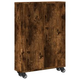 Berkfield Home Narrow Storage Trolley Smoked Oak 48x13x68 cm Engineered Wood in Brown - Size: 48 x 13 x 68 cm - thumbnail 6