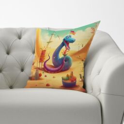 Warren Reed - Designer Snake On A Beach Holiday Cushions in Yellow - Size: 60 cm x 60 cm - thumbnail 3