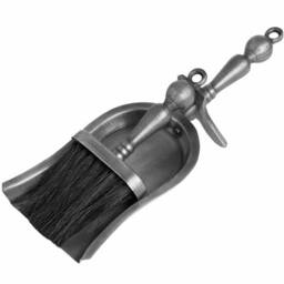 Lemon Pavilion Furniture and Decor Hearth Tidy Set in Antique Pewter Effect Finish - L10 x W14 x H37 cm in Grey
