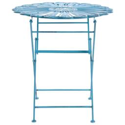 Wyld and Coco Garden Bloom Bistro Set - Blue Iron 2-Seater Peacock Motif Distressed - thumbnail 9