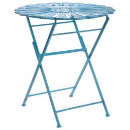Wyld and Coco Garden Bloom Bistro Set - Blue Iron 2-Seater Peacock Motif Distressed - thumbnail 8