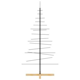 Berkfield Home Metal Christmas Tree with Wooden Base Black 150 cm - thumbnail 4