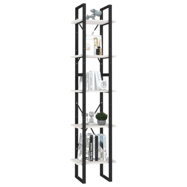 Berkfield Home Modern 5-Tier Book Cabinet White 40x30x175 cm Pinewood - Size: 40 x 30 x 175 cm - image 1