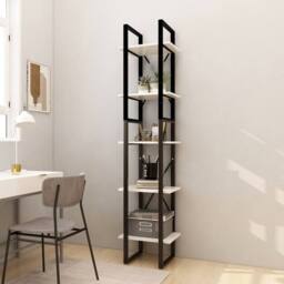 Berkfield Home Modern 5-Tier Book Cabinet White 40x30x175 cm Pinewood - Size: 40 x 30 x 175 cm - thumbnail 2