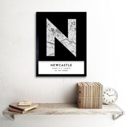 "Wee Blue Coo Wall Art Print Newcastle England United Kingdom City Map Modern Typography Stylish Letter Framed Word in Black - Size: W12"" x H16""" - thumbnail 2