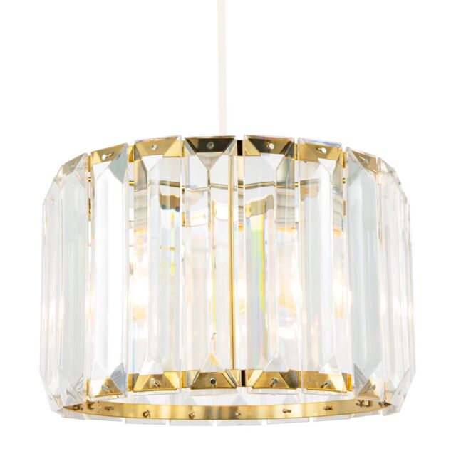 Happy Homewares Contemporary Easy Fit Pendant Shade with Clear Acrylic Rectangular Rods in Gold - Size: 10 inches - image 1