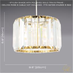 Happy Homewares Contemporary Easy Fit Pendant Shade with Clear Acrylic Rectangular Rods in Gold - Size: 10 inches - thumbnail 6