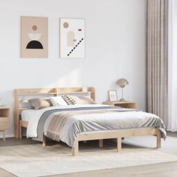 Berkfield Home Bed Frame with Headboard without Mattress 150x200 cm King Size in Brown - thumbnail 1