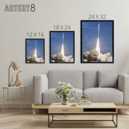 "Artery8 Space NASA Ares I X Rocket Launch Framed Canvas Wall Art Print in Blue - Size: W12"" x H16""" - thumbnail 4