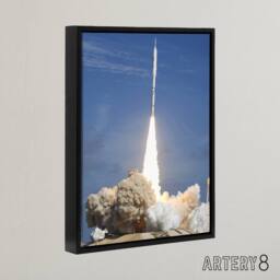 "Artery8 Space NASA Ares I X Rocket Launch Framed Canvas Wall Art Print in Blue - Size: W12"" x H16""" - thumbnail 2