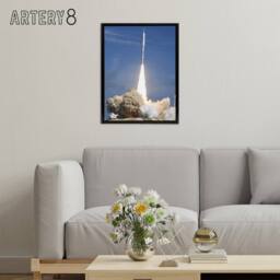 "Artery8 Space NASA Ares I X Rocket Launch Framed Canvas Wall Art Print in Blue - Size: W12"" x H16""" - thumbnail 3