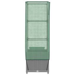 Berkfield Home Raised Bed with Greenhouse Cover Rattan Look 40x40x139 cm in Black - Size: 40 x 40 x 139 cm - thumbnail 5