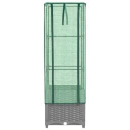 Berkfield Home Raised Bed with Greenhouse Cover Rattan Look 40x40x139 cm in Black - Size: 40 x 40 x 139 cm - thumbnail 4