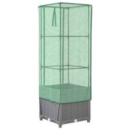 Berkfield Home Raised Bed with Greenhouse Cover Rattan Look 40x40x139 cm in Black - Size: 40 x 40 x 139 cm - thumbnail 6