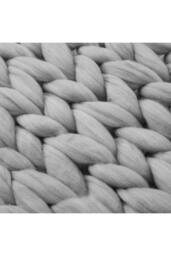 Garden Sanctuary Chunky Knit Throw Blanket Handwoven Home Decor in Grey - thumbnail 6
