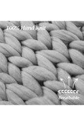 Garden Sanctuary Chunky Knit Throw Blanket Handwoven Home Decor in Grey - thumbnail 5