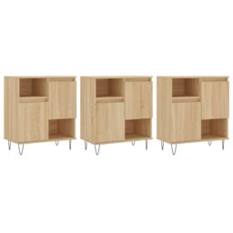 Berkfield Home Sideboards 3 pcs Sonoma Oak Engineered Wood in Brown - thumbnail 2