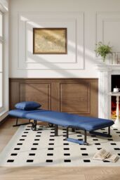 Living and Home 3-in-1 Lounge and Sofa Bed with Pillow in Dark Blue - thumbnail 3