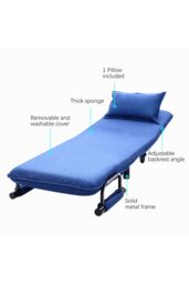 Living and Home 3-in-1 Lounge and Sofa Bed with Pillow in Dark Blue - thumbnail 4