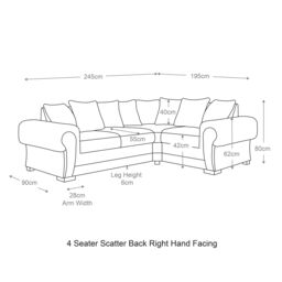 Furnishings For Less UK Milan 4 Seater L Shaped Corner Sofa Scatter Back Chesterfield Arms Black Right Hand Facing - thumbnail 3