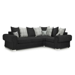 Furnishings For Less UK Milan 4 Seater L Shaped Corner Sofa Scatter Back Chesterfield Arms Black Right Hand Facing