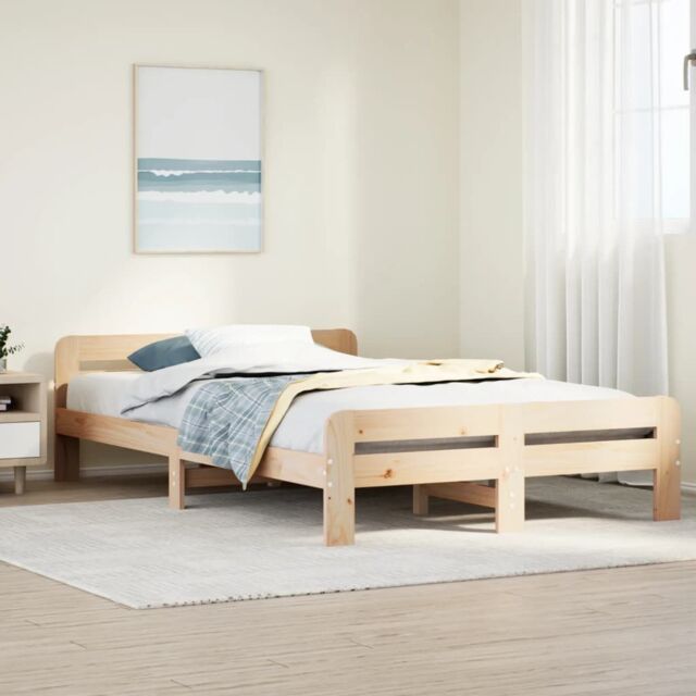 Berkfield Home Bed Frame without Mattress 120x190 cm Small Double Solid Wood Pine in Brown - image 1