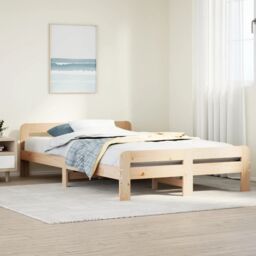 Berkfield Home Bed Frame without Mattress 120x190 cm Small Double Solid Wood Pine in Brown - thumbnail 1