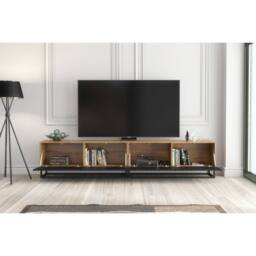Mex Furniture LTD TV Unit Ripple Duo 200cm - Oak & Black Fluted Doors - thumbnail 6