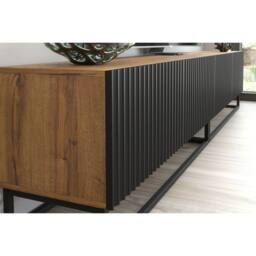 Mex Furniture LTD TV Unit Ripple Duo 200cm - Oak & Black Fluted Doors - thumbnail 2