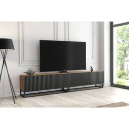 Mex Furniture LTD TV Unit Ripple Duo 200cm - Oak & Black Fluted Doors - thumbnail 3