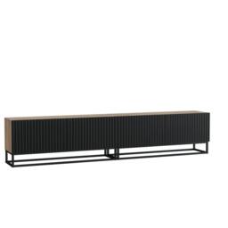 Mex Furniture LTD TV Unit Ripple Duo 200cm - Oak & Black Fluted Doors - thumbnail 7