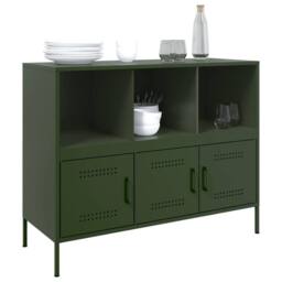 Berkfield Home Sideboard Olive Green 100.5x39x79 cm Steel - thumbnail 4