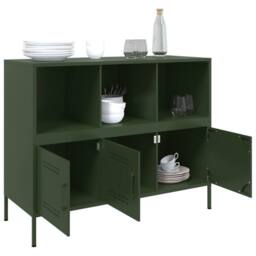 Berkfield Home Sideboard Olive Green 100.5x39x79 cm Steel - thumbnail 5