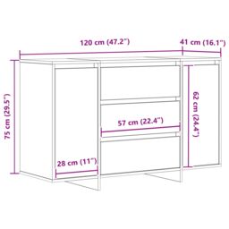 Berkfield Home Sideboard Grey Sonoma 120x41x75 cm Engineered Wood - Size: 120 x 41 x 75 cm - thumbnail 5