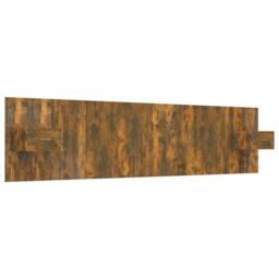 Berkfield Home Bed Headboard with Cabinets Smoked Oak Engineered Wood in Brown - thumbnail 1