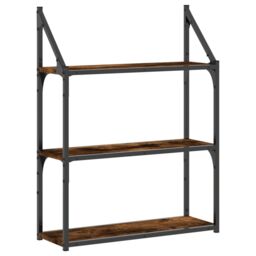 Berkfield Home 3-Tier Wall Shelf Smoked Oak 60x21x78.5 cm Engineered Wood in Brown - thumbnail 2