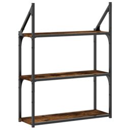 Berkfield Home 3-Tier Wall Shelf Smoked Oak 60x21x78.5 cm Engineered Wood in Brown - thumbnail 6