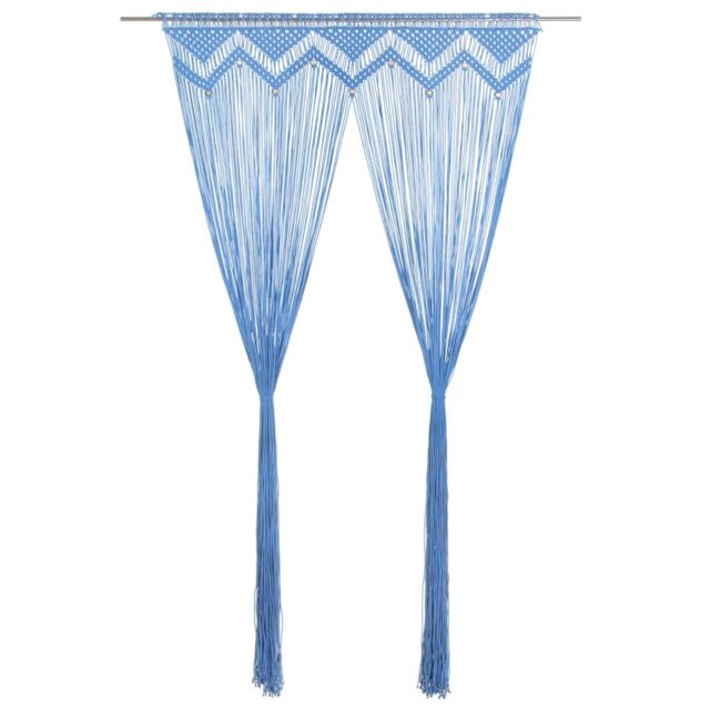 Berkfield Home Macrame Curtain Blue 140x240 cm Cotton - image 1